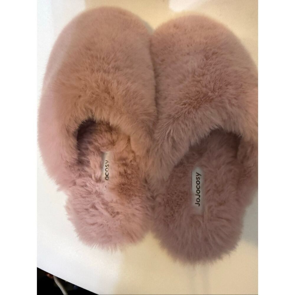 Jojocosy Womens Indoor Outdoor Scuffs‎ Faux Fur Cozy Fuzzy Slipper Pink Size 5-6